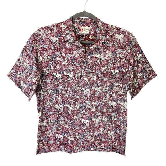 Hilo Hattie Hawaiian Shirt Men’s Size Large Red Floral Made in Hawaii - Picture 1 of 9